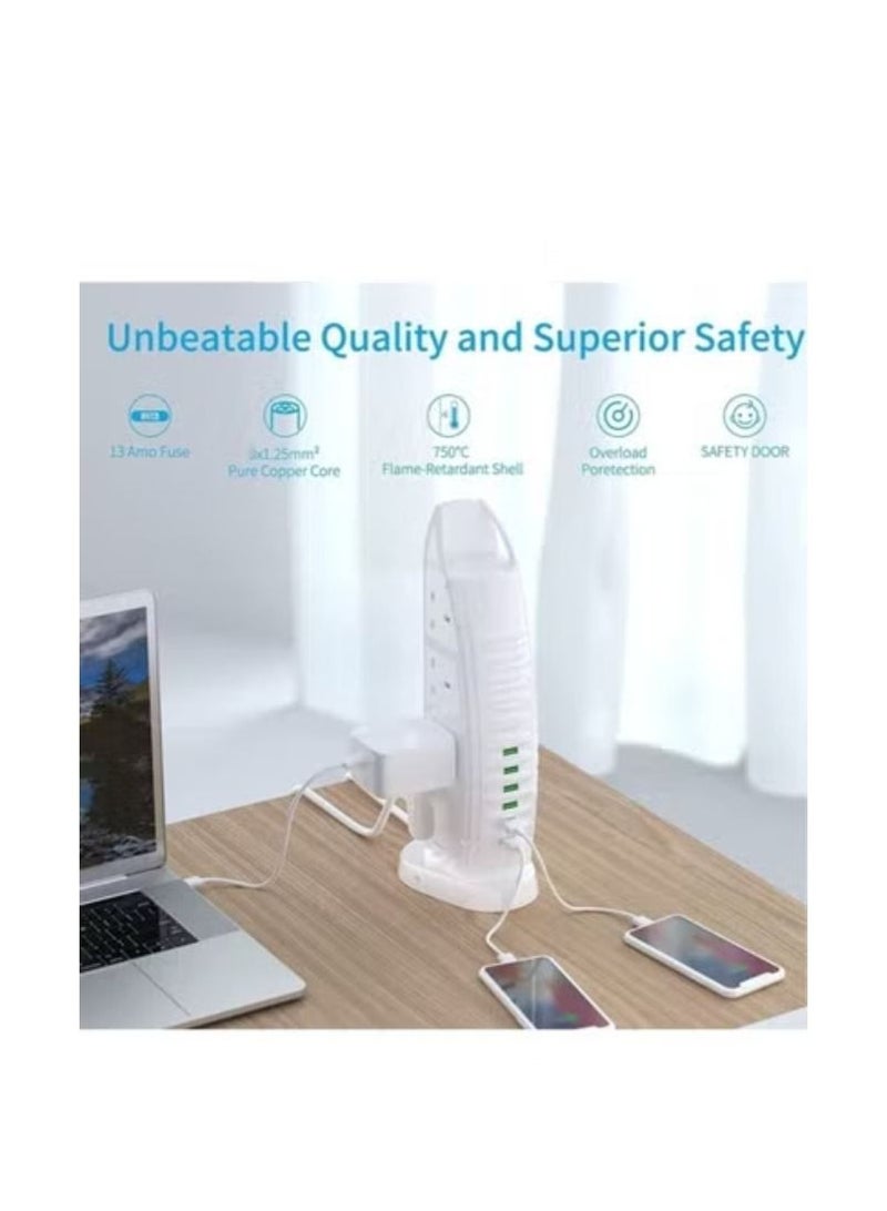 Stylish Power Extension Cord 6 USB Fast Charging Ports Burj Al Arab Power Socket 2 Meters Cable Multiple Protection System 3000W - Image 3