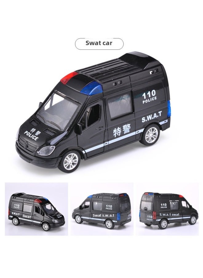 Alloy Car Model Double Door Pullback Emergency Children Toy Audio Light Anti-car Children Play Racing Car Warrior Teenager-Color:Explosion-proof Special Police  - Image 1