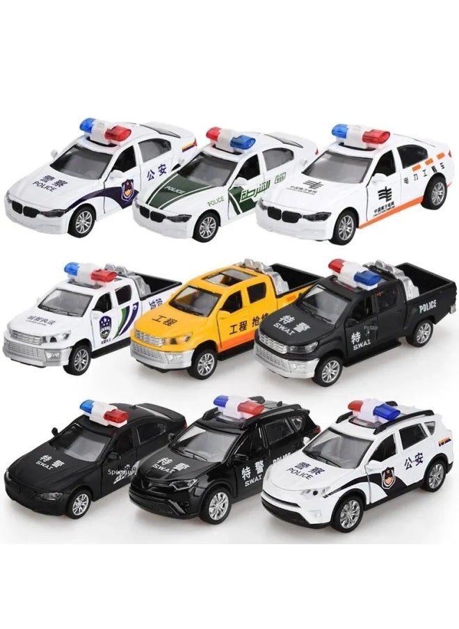 Alloy Car Model Double Door Pullback Emergency Children Toy Audio Light Anti-car Children Play Racing Car Warrior Teenager-Color:Explosion-proof Special Police  - Image 2
