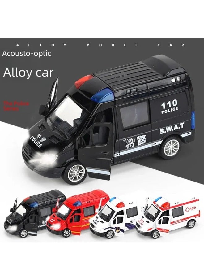 Alloy Car Model Double Door Pullback Emergency Children Toy Audio Light Anti-car Children Play Racing Car Warrior Teenager-Color:Explosion-proof Special Police  - Image 3