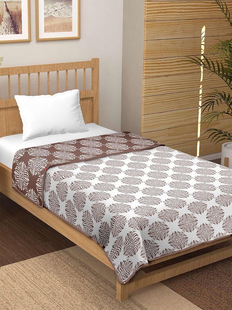 CHICERY 100 Pure Cotton Reversible DoharAC Blanket for Single Bed All Weather Light Weight Floral Design Dohar Pack of 1Cedar Flower