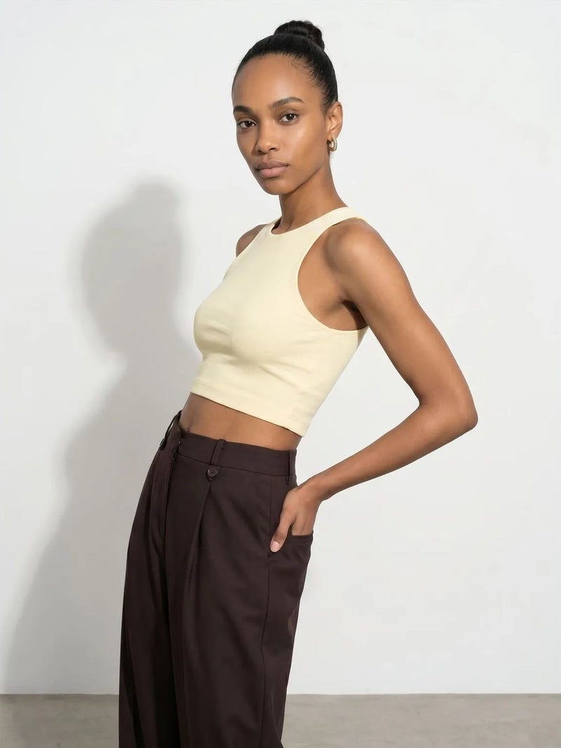 DILVIN Ribbed Sleeveless Crop Blouse - Image 2