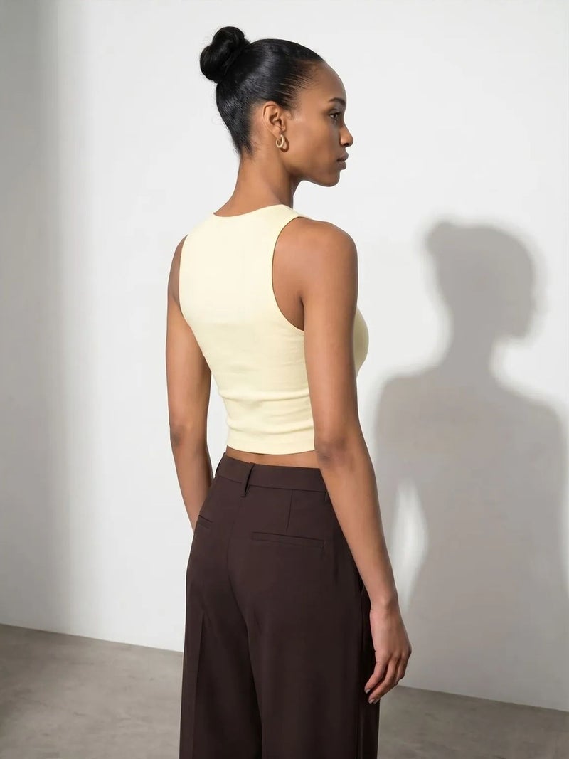DILVIN Ribbed Sleeveless Crop Blouse - Image 4