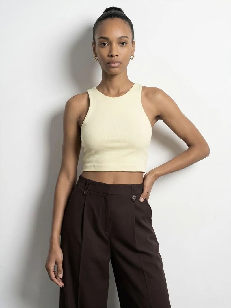 DILVIN Ribbed Sleeveless Crop Blouse - Image 3
