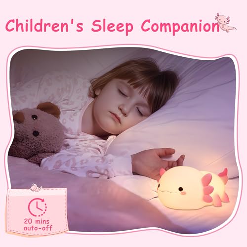 Ammonite Axolotl Gifts, Axolotl Night Light for Kids - Squishy Silicone LED Touch Cute Lamp, Xmas Birthday, Kawaii Bedroom Decor Nursery Lamp for Boys Girls Mom - Image 3