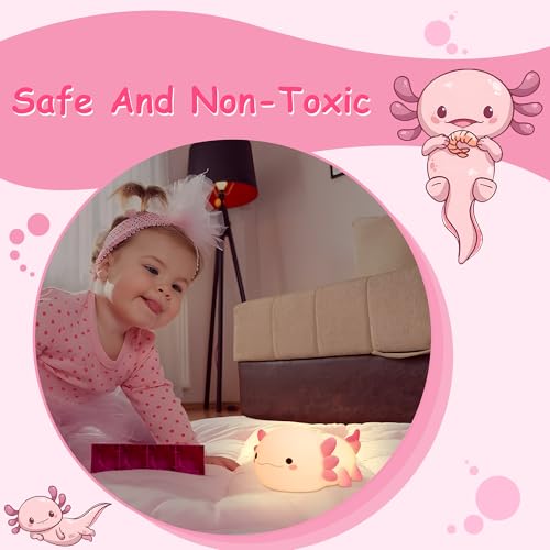 Ammonite Axolotl Gifts, Axolotl Night Light for Kids - Squishy Silicone LED Touch Cute Lamp, Xmas Birthday, Kawaii Bedroom Decor Nursery Lamp for Boys Girls Mom - Image 5