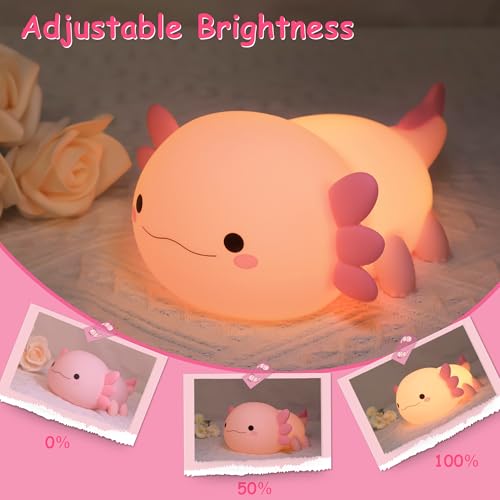 Ammonite Axolotl Gifts, Axolotl Night Light for Kids - Squishy Silicone LED Touch Cute Lamp, Xmas Birthday, Kawaii Bedroom Decor Nursery Lamp for Boys Girls Mom - Image 2