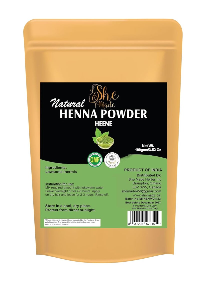 She made - Pure Natural Herbal Heena Powder for Natural Hair DyeColor  Rajasthani Heena Mehndi Powder For Soft Shiny  Healthy Hair Growth  Natural Hair Conditioner  Lawsonia Inermis - Image 1