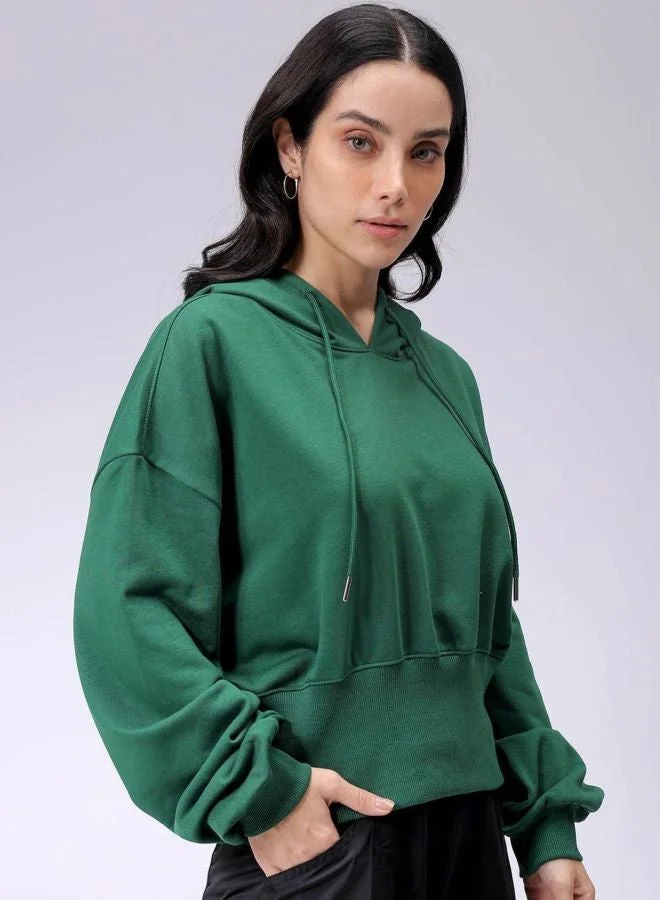 Freehand  Women Regular Fit Solid Hooded Neck Long Sleeve Balloon Sweatshirt  | Best Price UAE