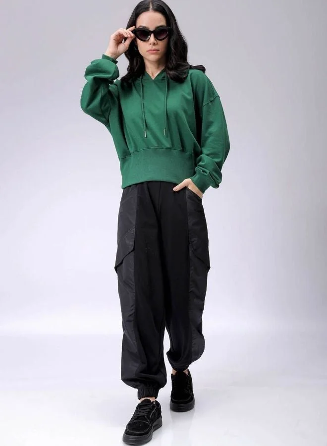 Freehand  Women Regular Fit Solid Hooded Neck Long Sleeve Balloon Sweatshirt  | Best Price UAE