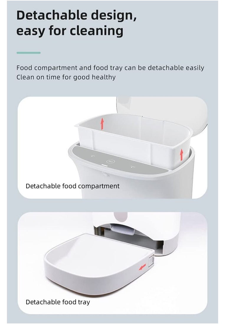 Petwant 4.3L Smart Pet Feeder, F1 Wi-Fi Enabled App Control Automatic Food Dispenser with Portion Control, Distribution Alarms, 10s Voice Recorder, 4 Meals per Day for Cats and Dogs  - Image 5