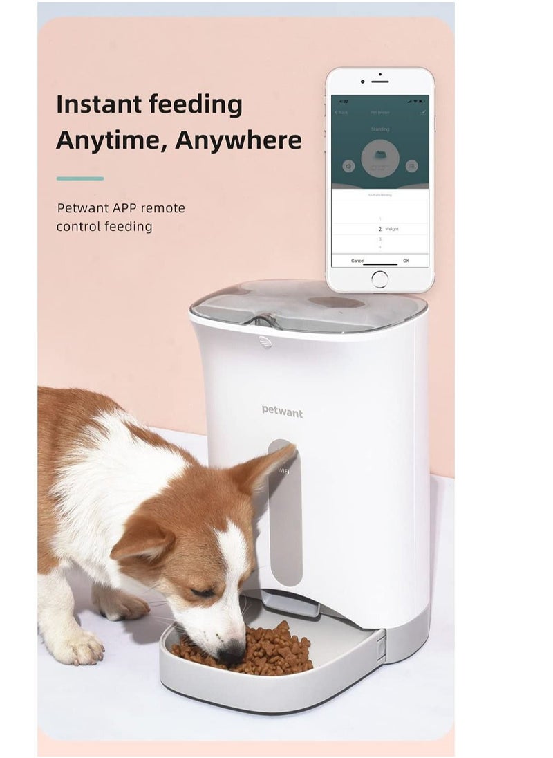 Petwant 4.3L Smart Pet Feeder, F1 Wi-Fi Enabled App Control Automatic Food Dispenser with Portion Control, Distribution Alarms, 10s Voice Recorder, 4 Meals per Day for Cats and Dogs  - Image 3