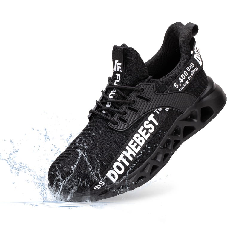 Furuian Waterproof Steel Toe Sneakers for Men Women Lightweight Safety Work Shoes Comfortable Unisex Steel Toe Work Sneakers Black - Image 2