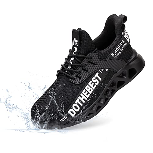 Furuian Waterproof Steel Toe Sneakers for Men Women Lightweight Safety Work Shoes Comfortable Unisex Steel Toe Work Sneakers Black - Image 1