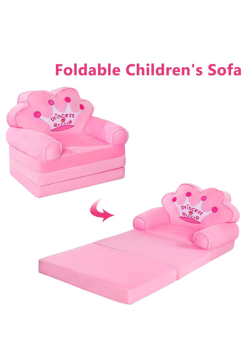 Relex Foldable Toddler Sofa, Kids Couch with Removable Cover, Toddler Couch Bed for Bedroom (Pink)  - Image 4