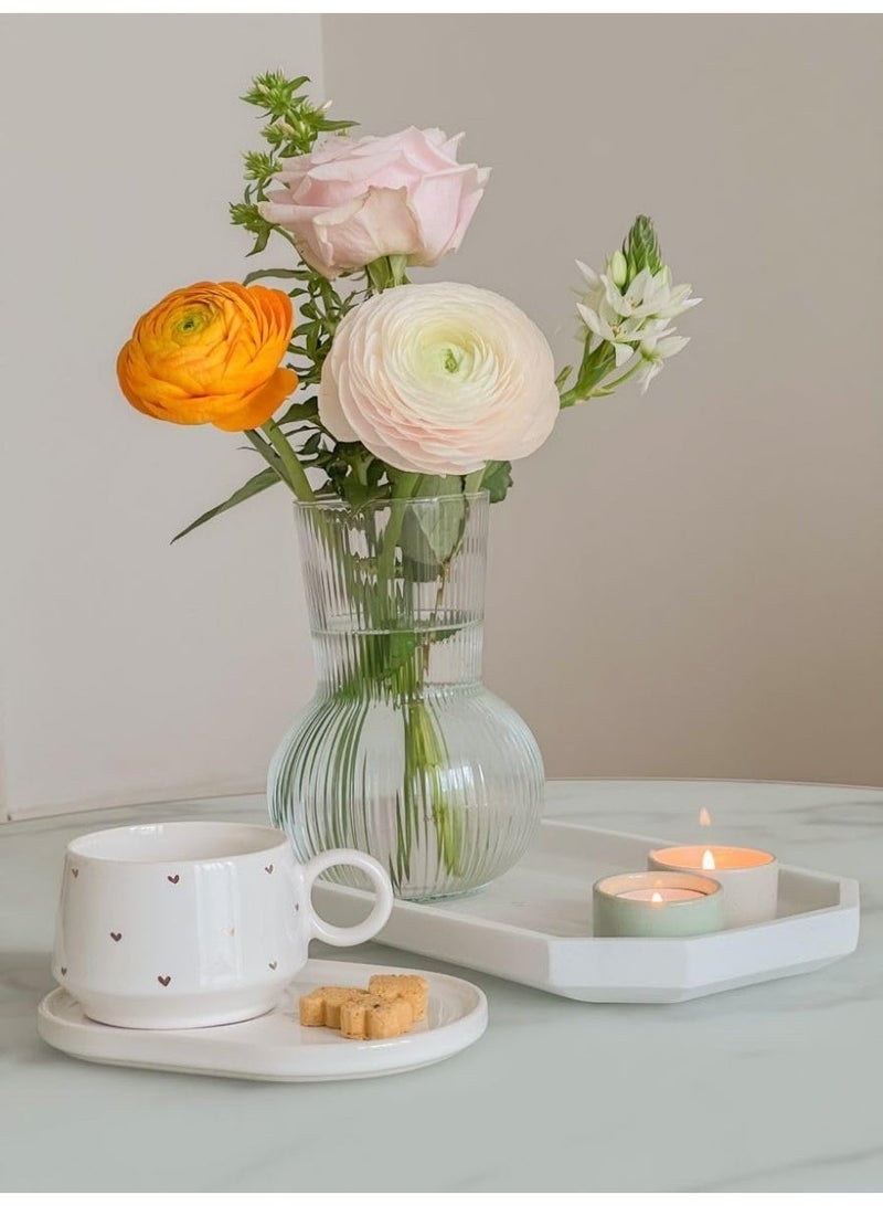 14x20cm Clear Glass Vase with Cylinder Neck Polygon Vase for Flower and Plant Display - Image 1