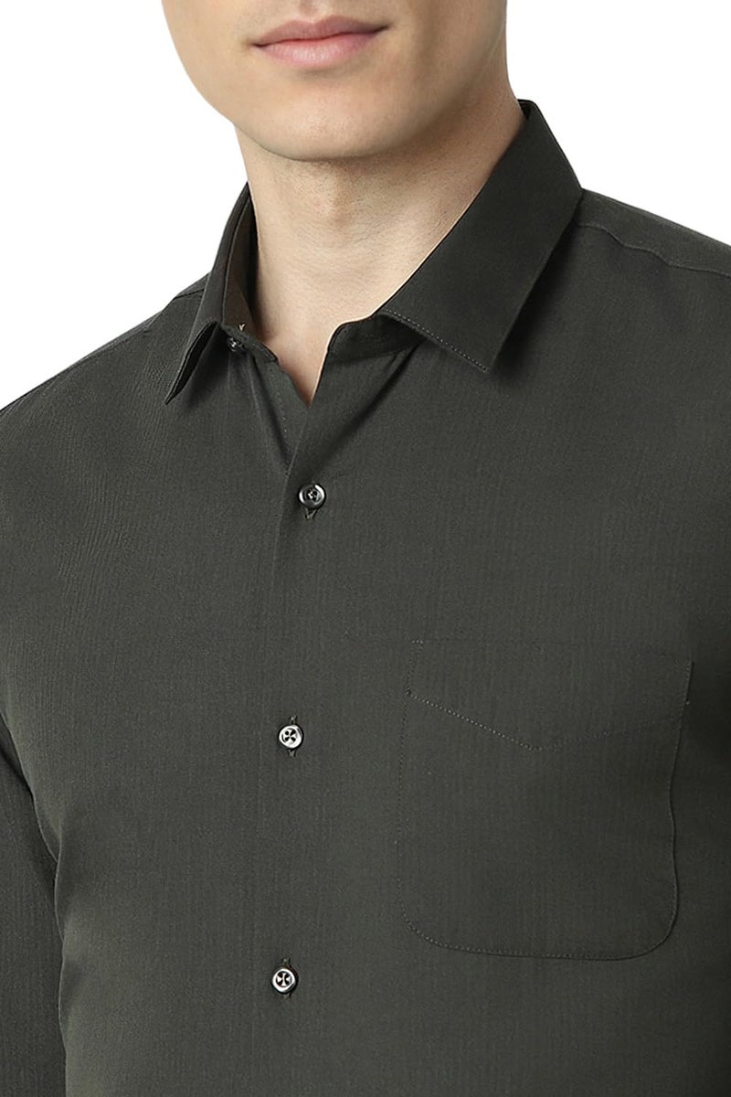 Peter England Men Polycotton Slim Fit Shirt (PESFWSLP197317_Green, 42) - Image 5