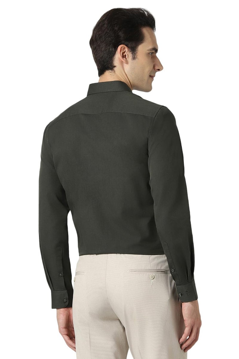 Peter England Men Polycotton Slim Fit Shirt (PESFWSLP197317_Green, 42) - Image 3