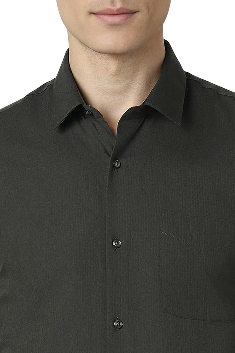Peter England Men Polycotton Slim Fit Shirt (PESFWSLP197317_Green, 42) - Image 4