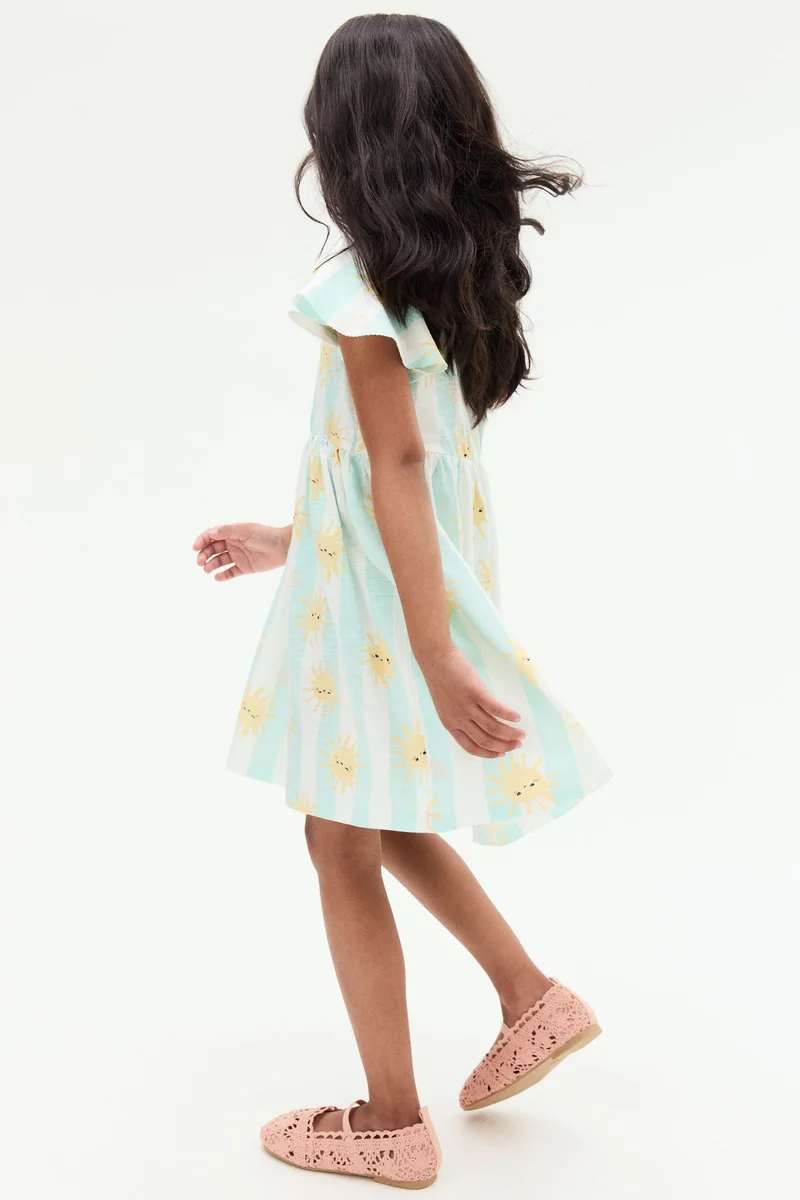 اتش اند ام Flutter-sleeved cotton dress