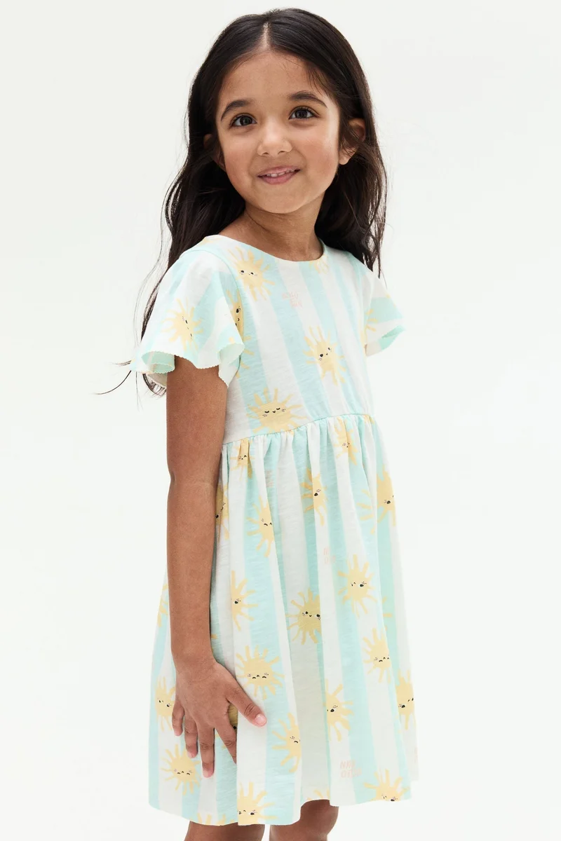 اتش اند ام Flutter-sleeved cotton dress