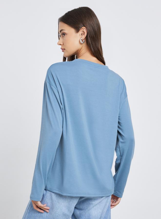 Styli Oversized Slogan Print Long Sleeve T-Shirt - Image 5