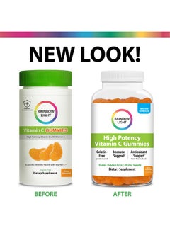 Rainbow Light Vitamin C Gummies High Potency For Antioxidant & Immune Support Encourages Collagen Synthesis Gluten Free Vegan Citrus 60 Gummies  - Image 3