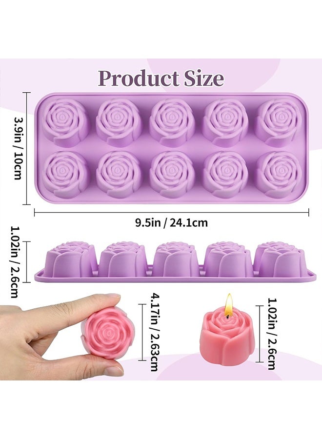 قالب شوكولاتة على شكل وردة، قطعتان، 20 قالب سيليكون على شكل وردة، مناسب للشوكولاتة والحلوى ومكعبات الثلج والصمغ والجيلي وزينة الكب كيك والشموع والصابون - Image 2