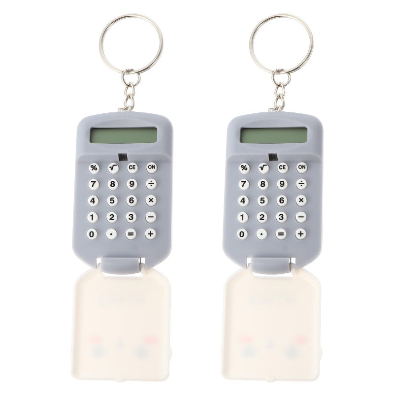 Mini Pocket Size Electronic Calculator Set 2 Pack Portable Gray For Students Office School - Image 2