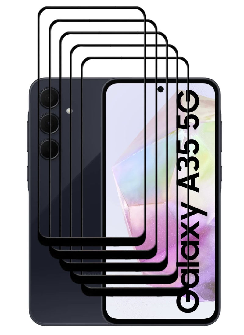 ACLIX 5 Pieces Tempered Glass Screen Protector Antistatic ESD Dustproof Premium Quality High Definition Designed For Samsung Galaxy A35 - Image 1