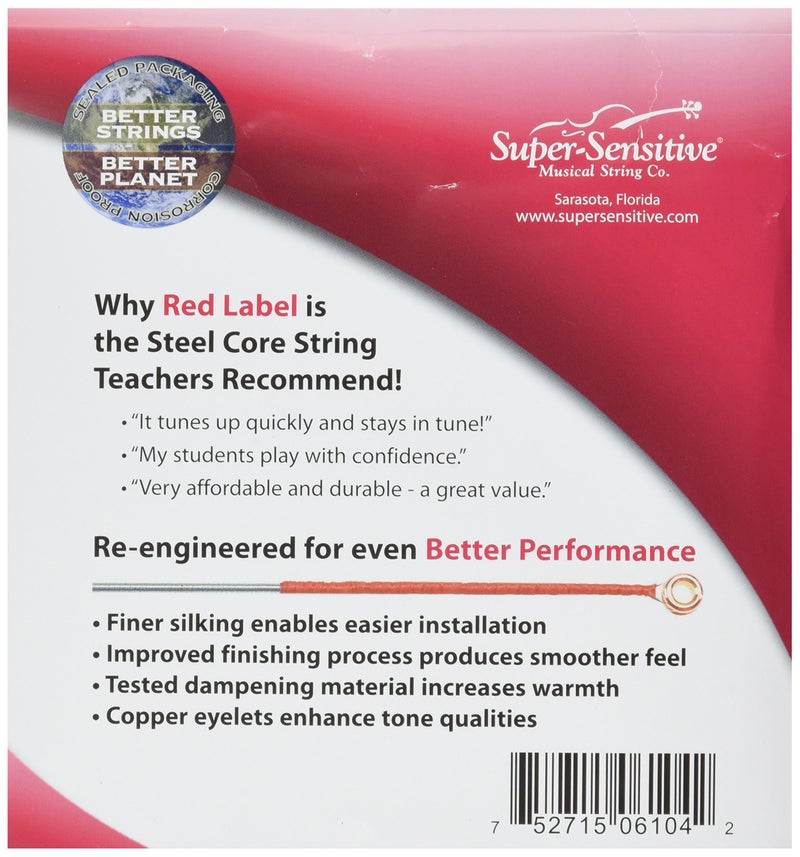 Super Sensitive 6104 Red Label Cello String Set, Medium, 1/2 Size - Image 2