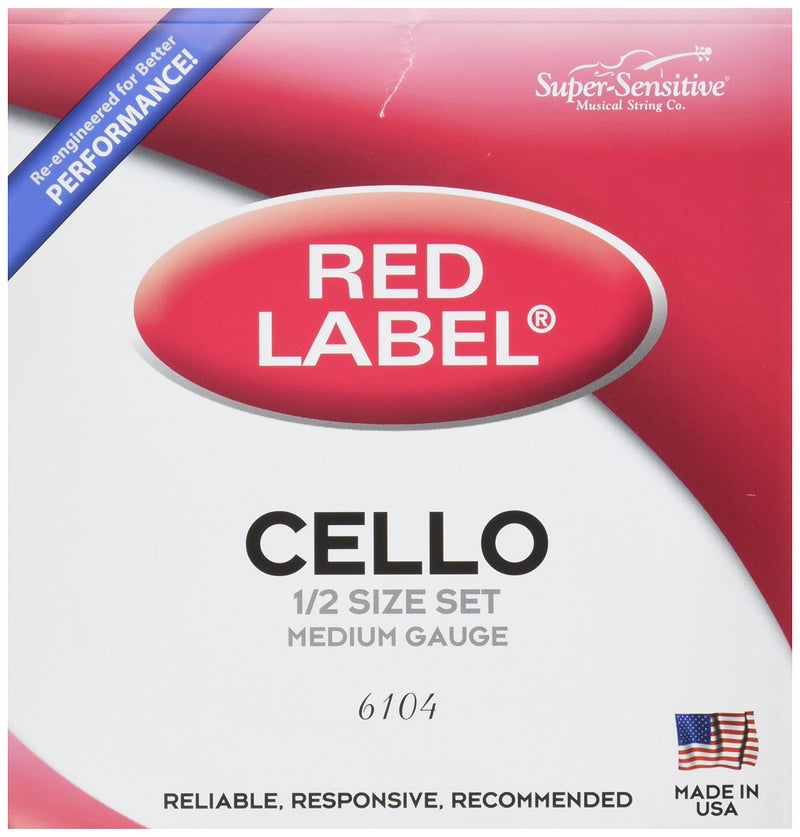 Super Sensitive 6104 Red Label Cello String Set, Medium, 1/2 Size - Image 3
