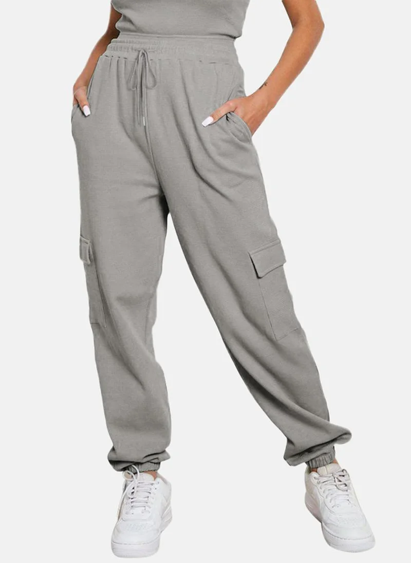 YUNIQEE Grey Plain Cargo Trouser