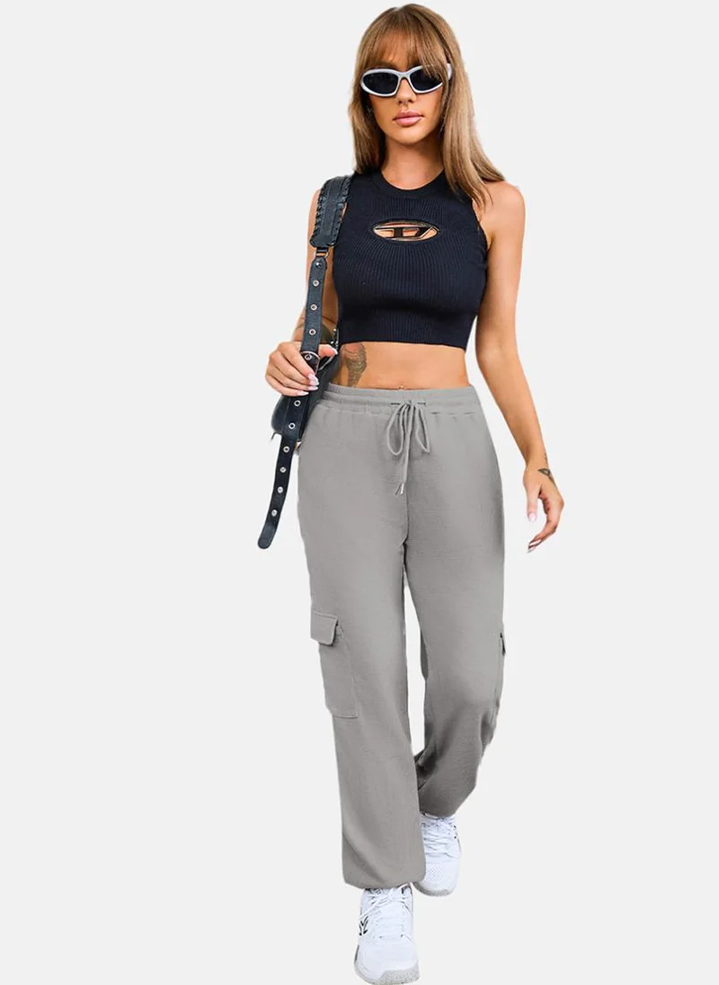 YUNIQEE Grey Plain Cargo Trouser