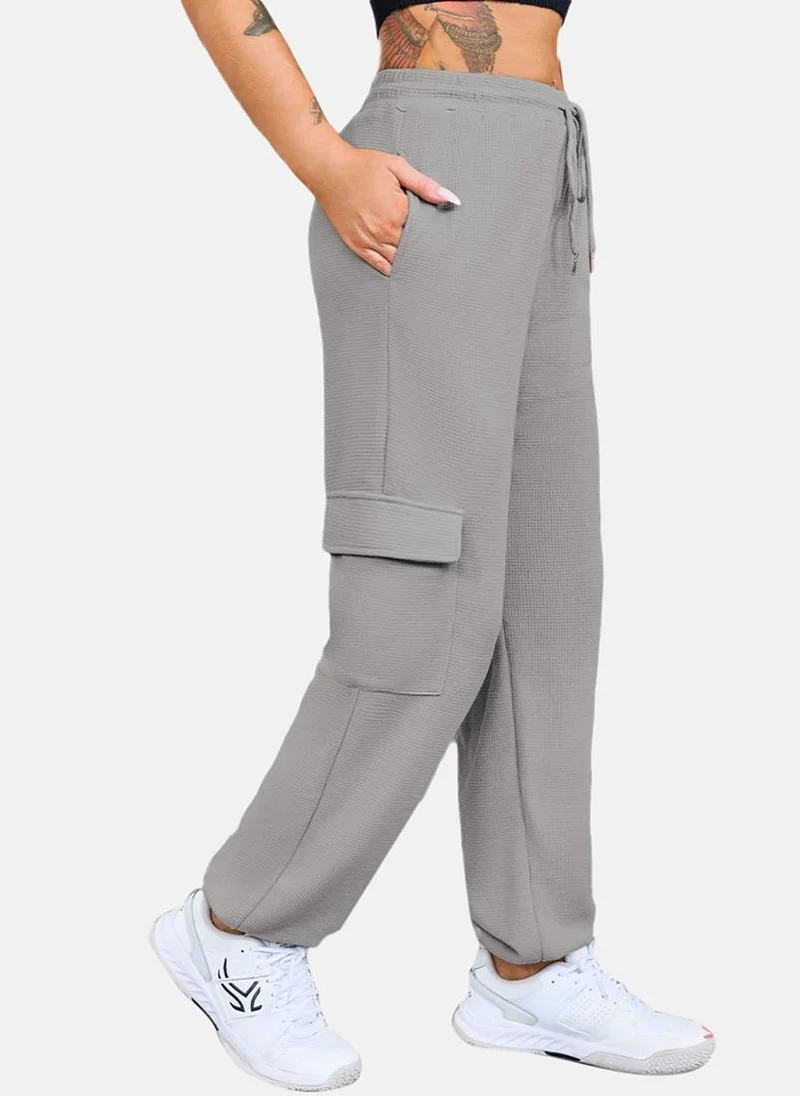 YUNIQEE Grey Plain Cargo Trouser