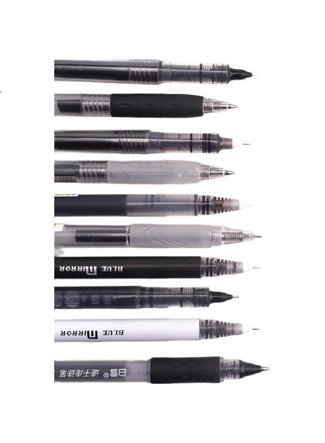 Snowhite Elementary School Top Student Set, Direct Liquid Rollerball Pen, Quick-Drying, For Students, Gel Pen, Exam Pen, Signing Pen, Black, 0.5Mm, Study Pen Set, 6 Pens/Set - Image 1