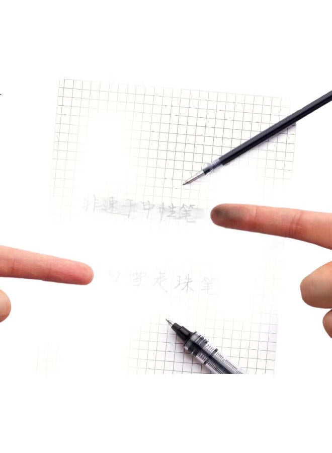Snowhite Elementary School Top Student Set, Direct Liquid Rollerball Pen, Quick-Drying, For Students, Gel Pen, Exam Pen, Signing Pen, Black, 0.5Mm, Study Pen Set, 6 Pens/Set - Image 3