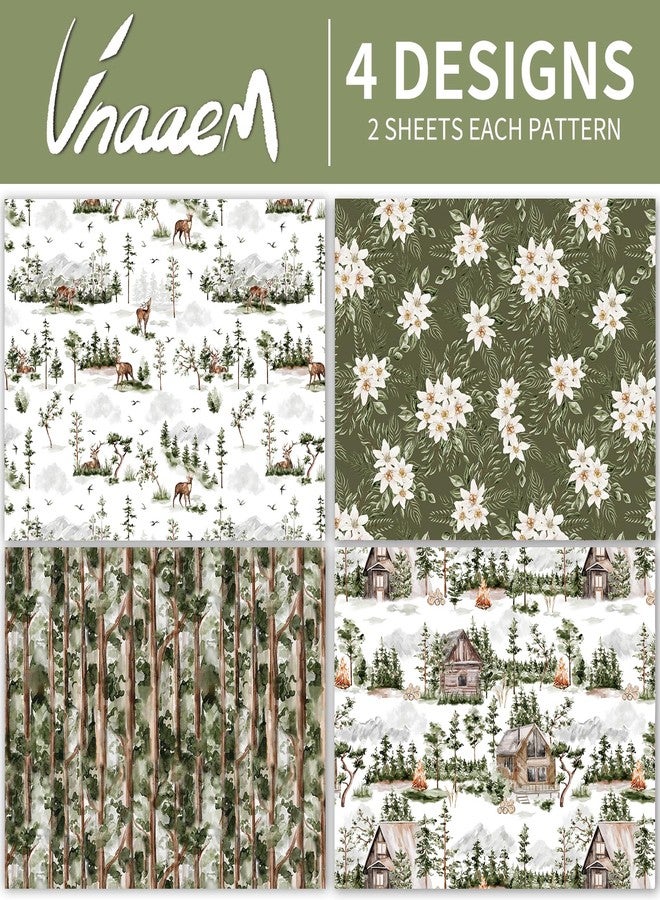 Vnaaem Forest Wrapping Paper 4 Watercolor Holiday Style Gift Wrap Paper Bulk Christmas Tree for Christmas Winter Wedding Baby Shower - 20 X 28 Inches 8 Folded Sheet - Image 4