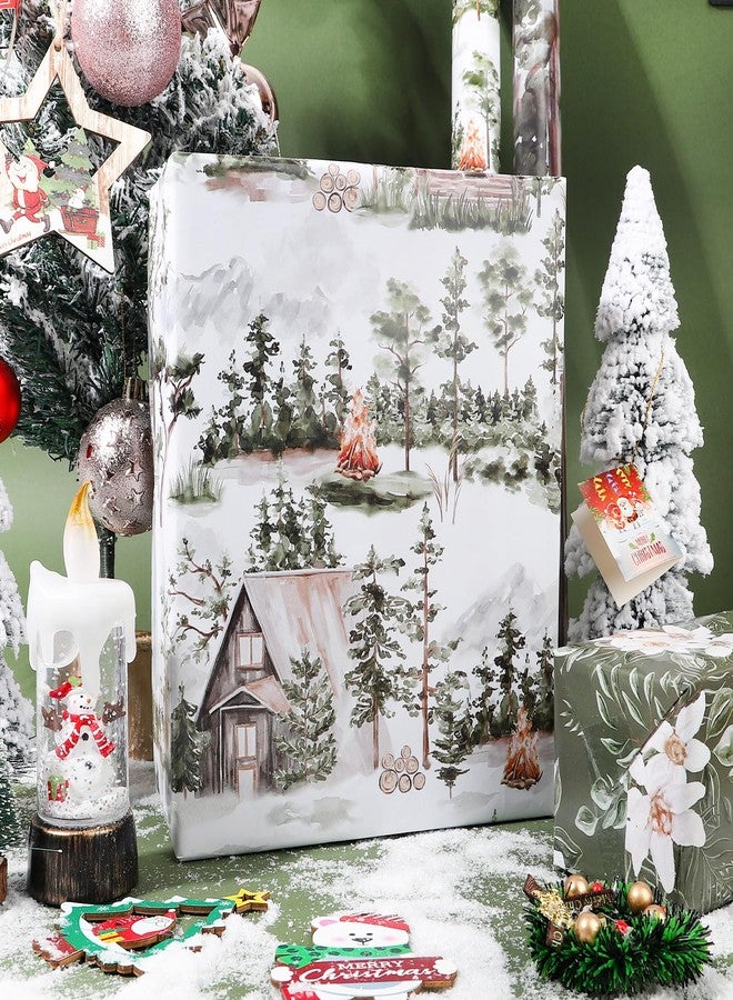 Vnaaem Forest Wrapping Paper 4 Watercolor Holiday Style Gift Wrap Paper Bulk Christmas Tree for Christmas Winter Wedding Baby Shower - 20 X 28 Inches 8 Folded Sheet - Image 2
