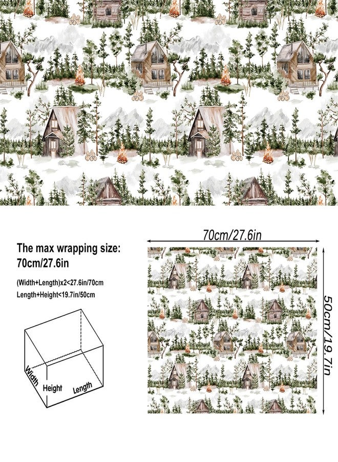 Vnaaem Forest Wrapping Paper 4 Watercolor Holiday Style Gift Wrap Paper Bulk Christmas Tree for Christmas Winter Wedding Baby Shower - 20 X 28 Inches 8 Folded Sheet - Image 5