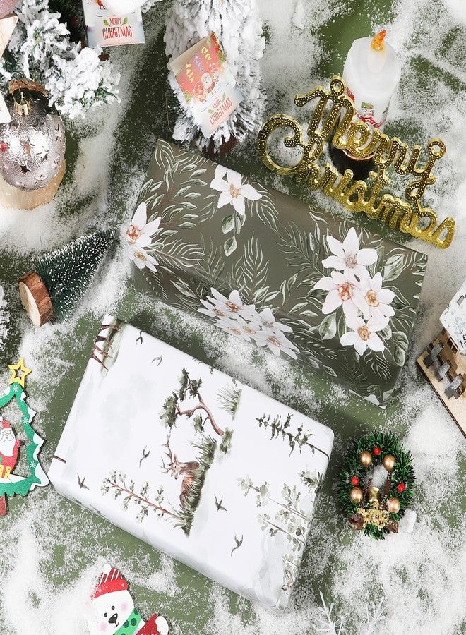 Vnaaem Forest Wrapping Paper 4 Watercolor Holiday Style Gift Wrap Paper Bulk Christmas Tree for Christmas Winter Wedding Baby Shower - 20 X 28 Inches 8 Folded Sheet - Image 3