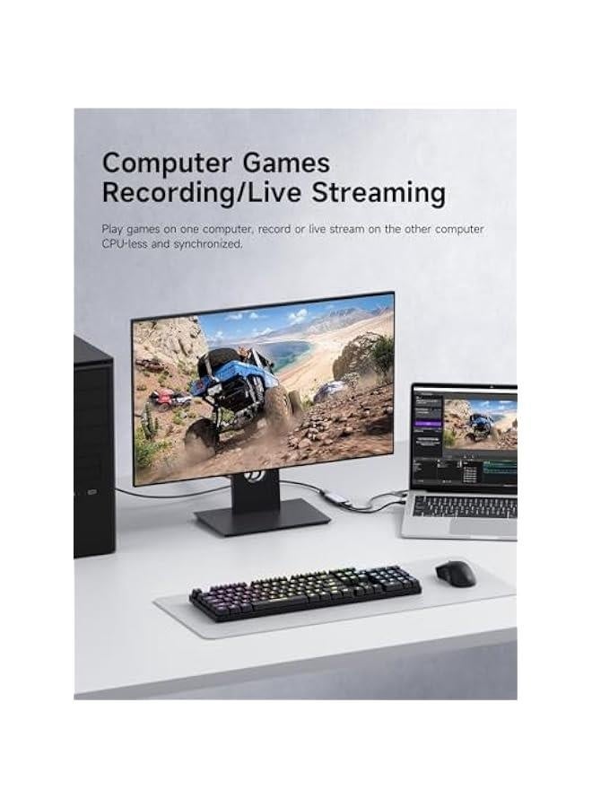 USB3.0 Video Capture Card with 100W PD HDMI to USB/USB C 1080P HD 60fps Live and Record Video Audio Game MS2130 for Quest 3 VR Switch PS4/5 Live Broadcast, Gaming, Streaming (UHC07P)  - Image 4