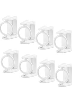 KASTWAVE 8 Pcs 360° Rotating Ring Curtain Rod Brackets No Drilling Self Adhesive Tension Rod Curtain Rod Holders Curtain Rod Hooks Hangers  - Image 1