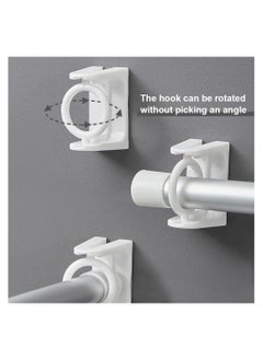 KASTWAVE 8 Pcs 360° Rotating Ring Curtain Rod Brackets No Drilling Self Adhesive Tension Rod Curtain Rod Holders Curtain Rod Hooks Hangers  - Image 4