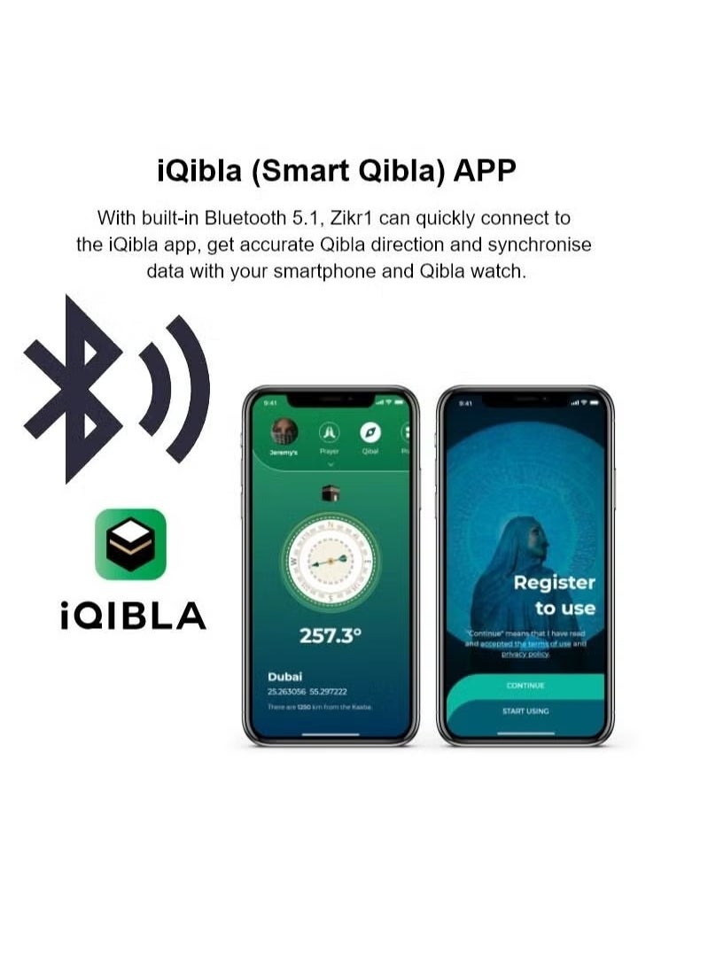 iQIBLA - 20mm Zikr Ring Smart Ring with Vibration Reminder Tasbih Counter and Bluetooth Connection for Exclusive IQIBLA App and 5 Daily Prayer Reminders - Image 1
