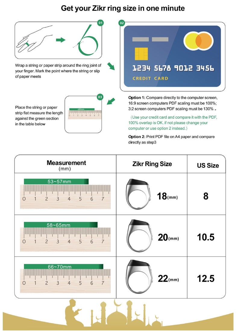 iQIBLA - 20mm Zikr Ring Smart Ring with Vibration Reminder Tasbih Counter and Bluetooth Connection for Exclusive IQIBLA App and 5 Daily Prayer Reminders - Image 1