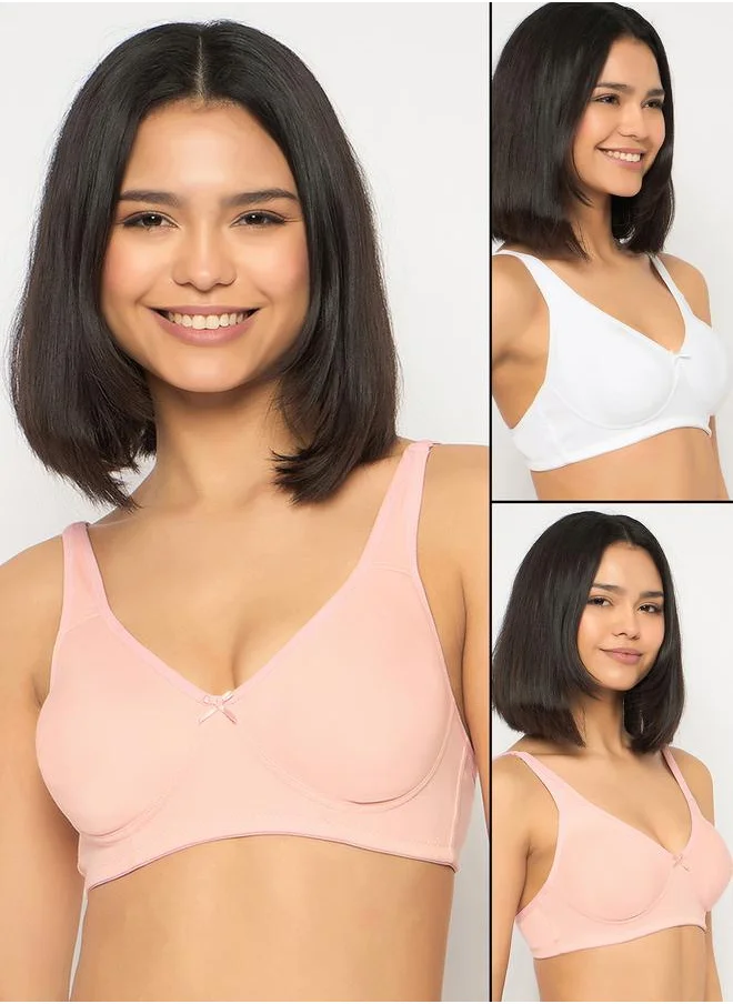 كلوفيا Clovia Pack of 2 - Solid Non-Padded Non-Wired Full Coverage T-Shirt Bra
