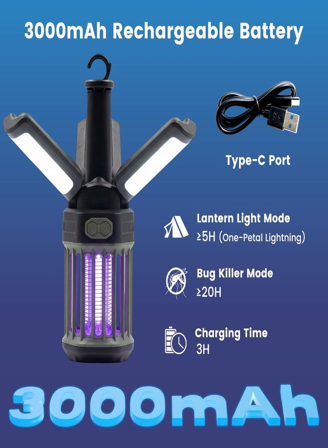 Tangkula 3-Petal Foldable Bug Zapper, Outdoor Mosquito Zapper Lamp with Adjustable Lighting Modes & Safety Netting, Portable Mosquito Trap Fly Zapper with Type-C Rechargeable for Camping, Patio, Yard - Image 4