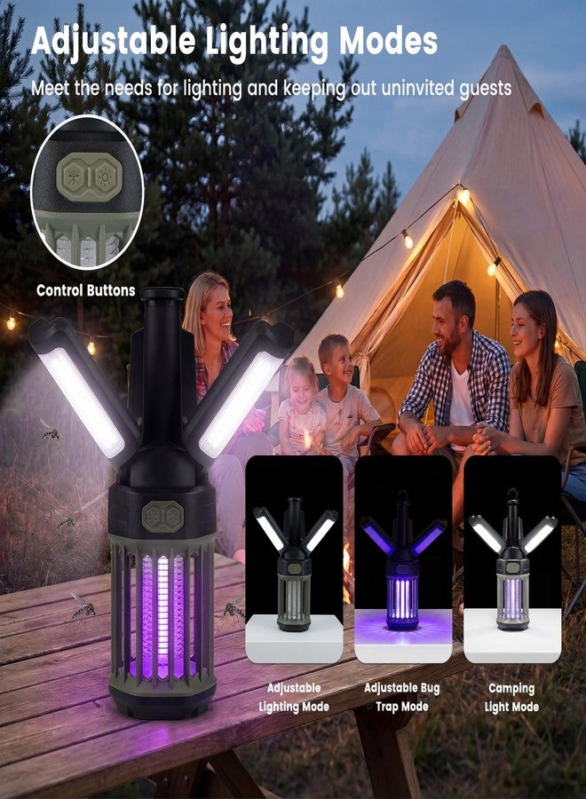 Tangkula 3-Petal Foldable Bug Zapper, Outdoor Mosquito Zapper Lamp with Adjustable Lighting Modes & Safety Netting, Portable Mosquito Trap Fly Zapper with Type-C Rechargeable for Camping, Patio, Yard - Image 3