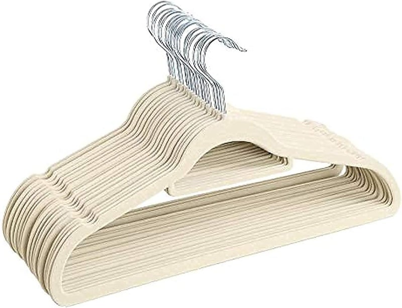 Red Dot Gift® 20-Pack Beige Non-Slip Velvet Hangers with 360 Degree Rotatable Hook - Image 1